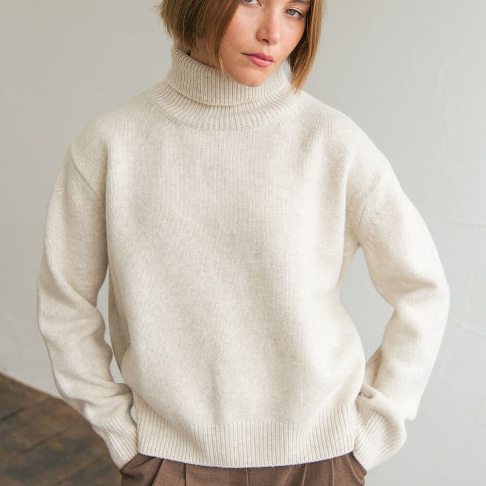 Olive - Jane Turtleneck Jumper, Oatmeal